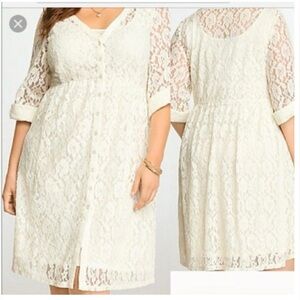 Torrid Dress White Ivory Shirtdress BabyDoll size 12 Large NWT